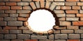 Circular Hole in Old Brick Wall Grunge Texture Architectural Detail Background AI generated. Royalty Free Stock Photo