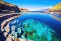 circular hot spring with vibrant blue water Royalty Free Stock Photo