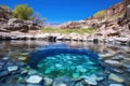 circular hot spring with vibrant blue water Royalty Free Stock Photo