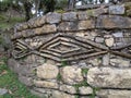 Circular house decorated with snake eyes, Kuelap, Luya, Amazonas, Peru, South America