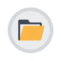 A circular icon features a stylized illustration of a folder. The folder has a yellow front Royalty Free Stock Photo