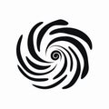 Abstract spiral artistic shape black and white graphic illustration hurricane silhouette Royalty Free Stock Photo