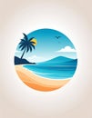 Clean and simple abstract beach logo. Royalty Free Stock Photo