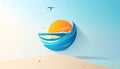 Clean and simple abstract beach logo. Royalty Free Stock Photo