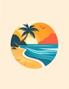 Clean and simple abstract beach logo. Royalty Free Stock Photo