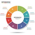 Circular infographic featuring a five-segment ring with vibrant colors: orange, green, Royalty Free Stock Photo