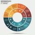 Circular infographic featuring a segmented ring divided into eight sections, each Royalty Free Stock Photo