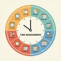 Circular infographic representing time management, divided into colored segments Royalty Free Stock Photo