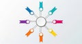 Circular infographic template with colorful pointers and central oval space Royalty Free Stock Photo