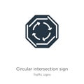 Circular intersection sign icon vector. Trendy flat circular intersection sign icon from traffic signs collection isolated on