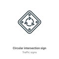 Circular intersection sign outline vector icon. Thin line black circular intersection sign icon, flat vector simple element