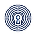 A Circular Labyrinth Leading to a Keyhole: Exploring Pathways and Solutions Royalty Free Stock Photo