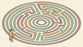 Circular Labyrinth Maze Puzzle Vector, vector design Generative AI Royalty Free Stock Photo