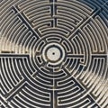 Circular labyrinth pattern, viewed from above, Royalty Free Stock Photo