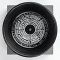 Circular Labyrinth Puzzle in Black and White Royalty Free Stock Photo