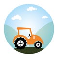 Circular landscape and tractor vehicule Royalty Free Stock Photo