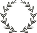 Circular laurel wreath featuring dark gray leaves, creating a minimalist frame perfect for enhancing elegant and natural