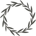 Circular laurel wreath forming a minimalist frame, ideal for elegant and natural designs, adding a touch of