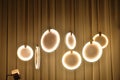 Circular Led chandelier lighting in the shop window Royalty Free Stock Photo