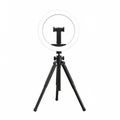 Portable LED Ring Light With Tripod Stand On A White Background LED light lighting Royalty Free Stock Photo