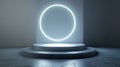 A circular light shining in a dark room, suitable for various design projects Royalty Free Stock Photo
