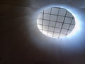 Circular lighted ceiling design of a modern building