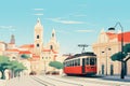 Circular Lisbon: Iconic Trams and Alfama in Minimalist Hues