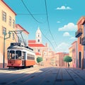 Circular Lisbon: Iconic Trams and Alfama in Minimalist Hues