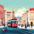 Circular Lisbon: Iconic Trams and Alfama in Minimalist Hues