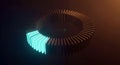 Circular loading bar in neon blue and orange light on dark background indicating process or data transfer Royalty Free Stock Photo
