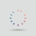 A circular loading icon with a white background features twelve elongated dots Royalty Free Stock Photo
