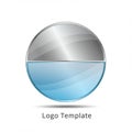 Circular logo divided into two halves. The upper half features a metallic silver gradient, Royalty Free Stock Photo