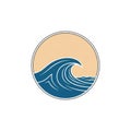 Circular logo featuring a stylized ocean Royalty Free Stock Photo