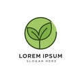 Circular logo with a green background featuring a stylized leaf design in black lines. Royalty Free Stock Photo