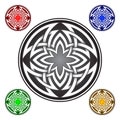 Circular logo template in Celtic knots style. Stylish tattoo mandala symbol. Silver ornament for jewelry design and samples of oth