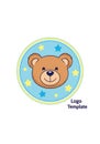 Circular logo template featuring a smiling teddy bear\'s face, Royalty Free Stock Photo