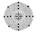 Circular mandala from leaves and stars. Graphic drawing - leaf mandala - spiritual and ecology symbol. Royalty Free Stock Photo