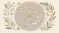 Circular Maze with Central Figure Vector Design, vector design Generative AI Royalty Free Stock Photo