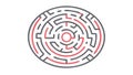 Circular Maze with Central Goal, vector design Generative AI Royalty Free Stock Photo