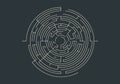 A circular maze design with intricate pathways, set against a dark background. The Royalty Free Stock Photo
