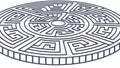 Circular Maze Floor Design Vector, Intricate Geometric Pattern, vector design Generative AI Royalty Free Stock Photo