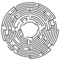 Circular maze with multiple concentric paths and dead ends. The design features thin Royalty Free Stock Photo