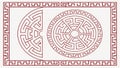Circular Maze Pattern in Ornate Frame Design, vector design Generative AI Royalty Free Stock Photo