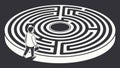Circular Maze with Person Top-Down Perspective Art, vector design Generative AI Royalty Free Stock Photo