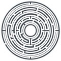 Circular Maze Puzzle Path, Geometric Challenge, Solution Finding and Navigation, Vector Design Royalty Free Stock Photo