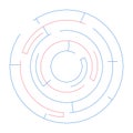 Circular maze puzzle with paths 2D cartoon object Royalty Free Stock Photo