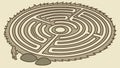 Circular Maze Puzzle with Rustic Edge Detail, Vector Design Generative AI Royalty Free Stock Photo