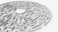 Circular maze structure made of thousands of cylindrical columns
