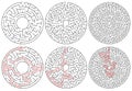 Circular mazes. 3 version with different complexity.