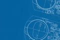 Circular mechanical blueprint background. Mechanical blueprint Royalty Free Stock Photo